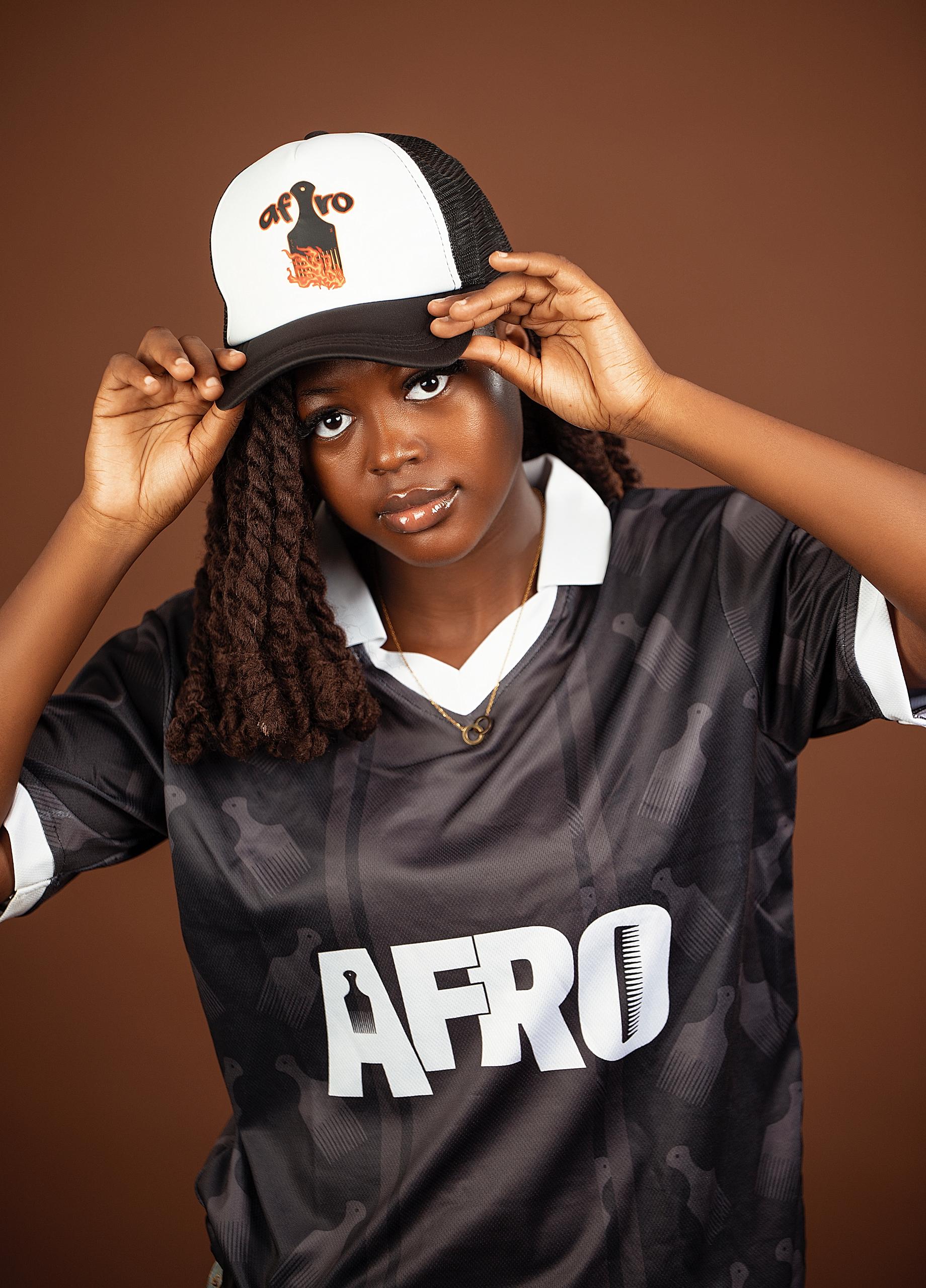 Gender rights advocate wearing AFRO tank